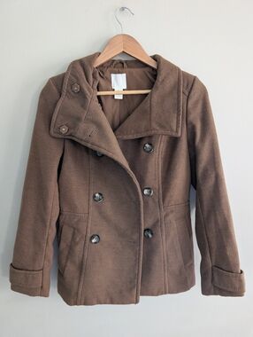 H&M Brown Soft Pea Coat Size 2